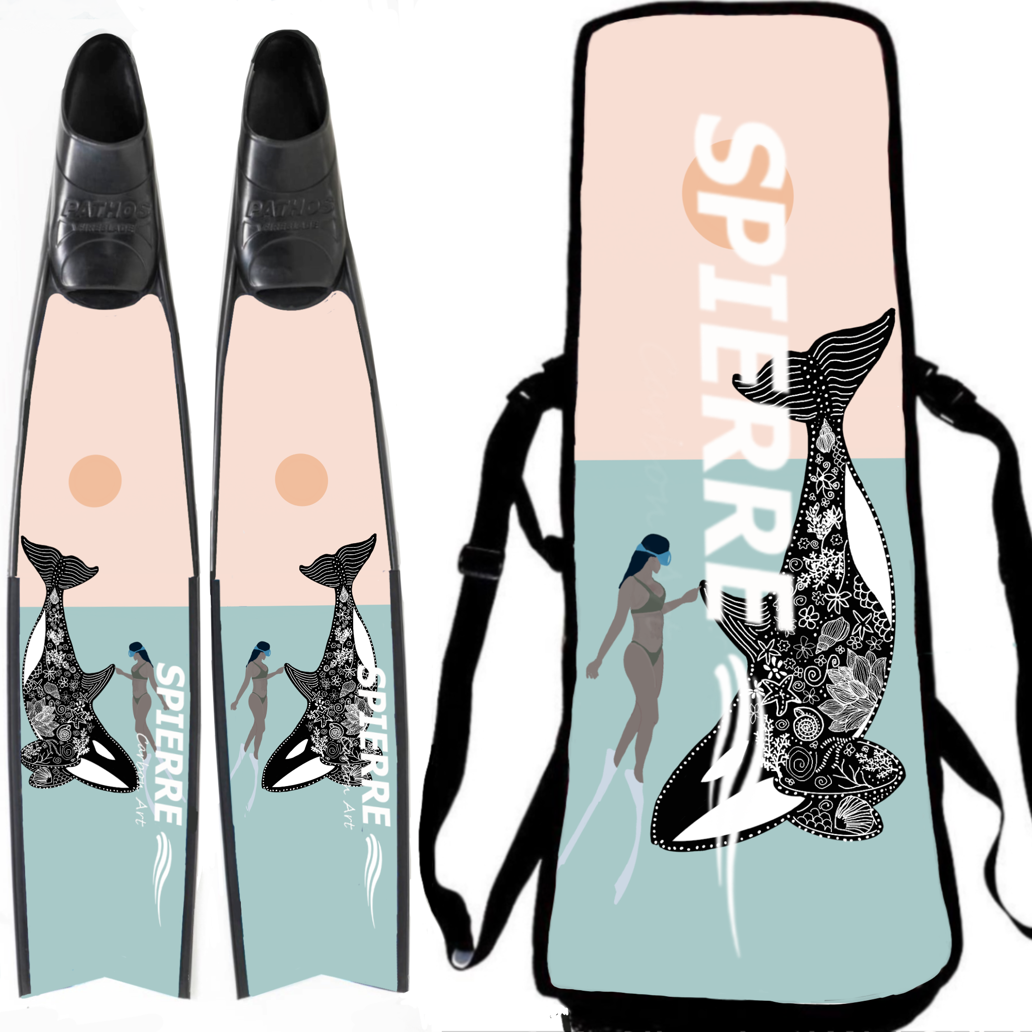 Carbon Art Meet at Sunset Fin Blades - Apnea Range (Set/Pair)