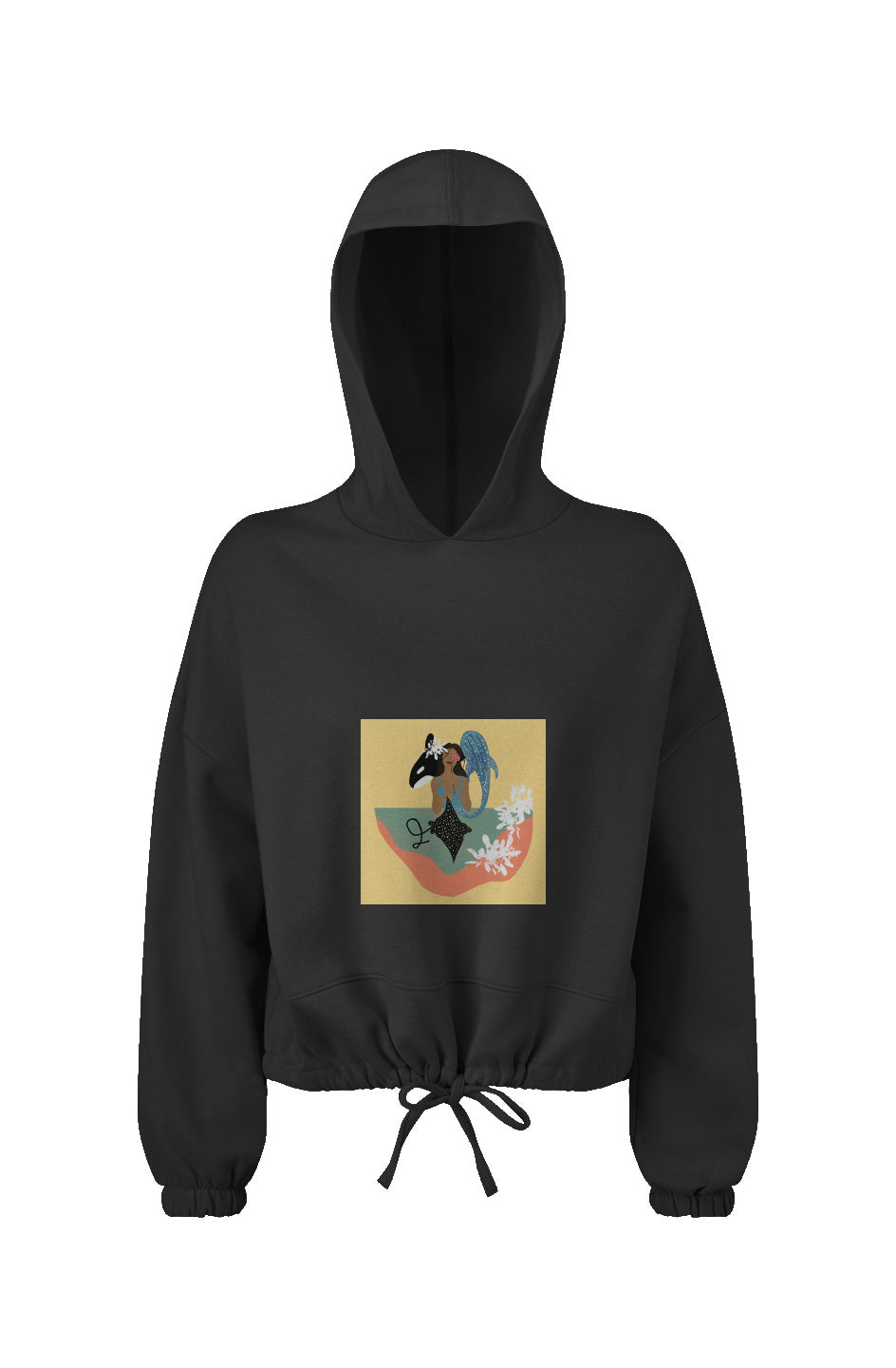 Ladies' Cropped Oversize Hooded Sweatshirt