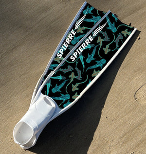 Carbon Art Shark Fam Iridescent Design Fin Blades - Apnea Range (Set/Pair)