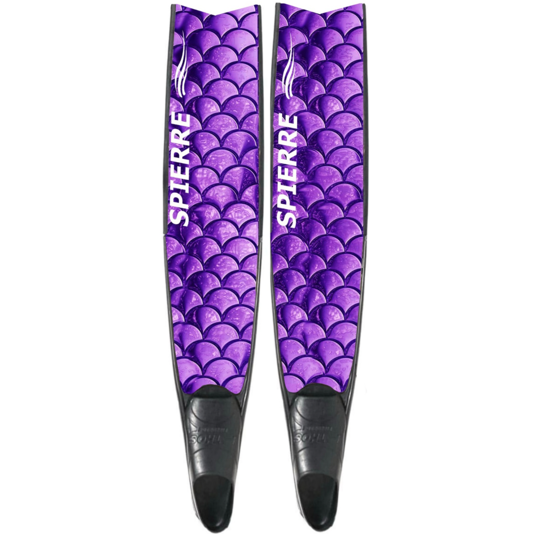 Spierre Fins Purple Scale Design Carbon Freediving Fin Blades compatible with Pathos Leaderfins Mares X Wing C4 400 foot pockets