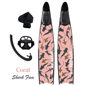 Carbon Art Shark Fam Coral Design Fin Blades - Apnea Range (Set/Pair)