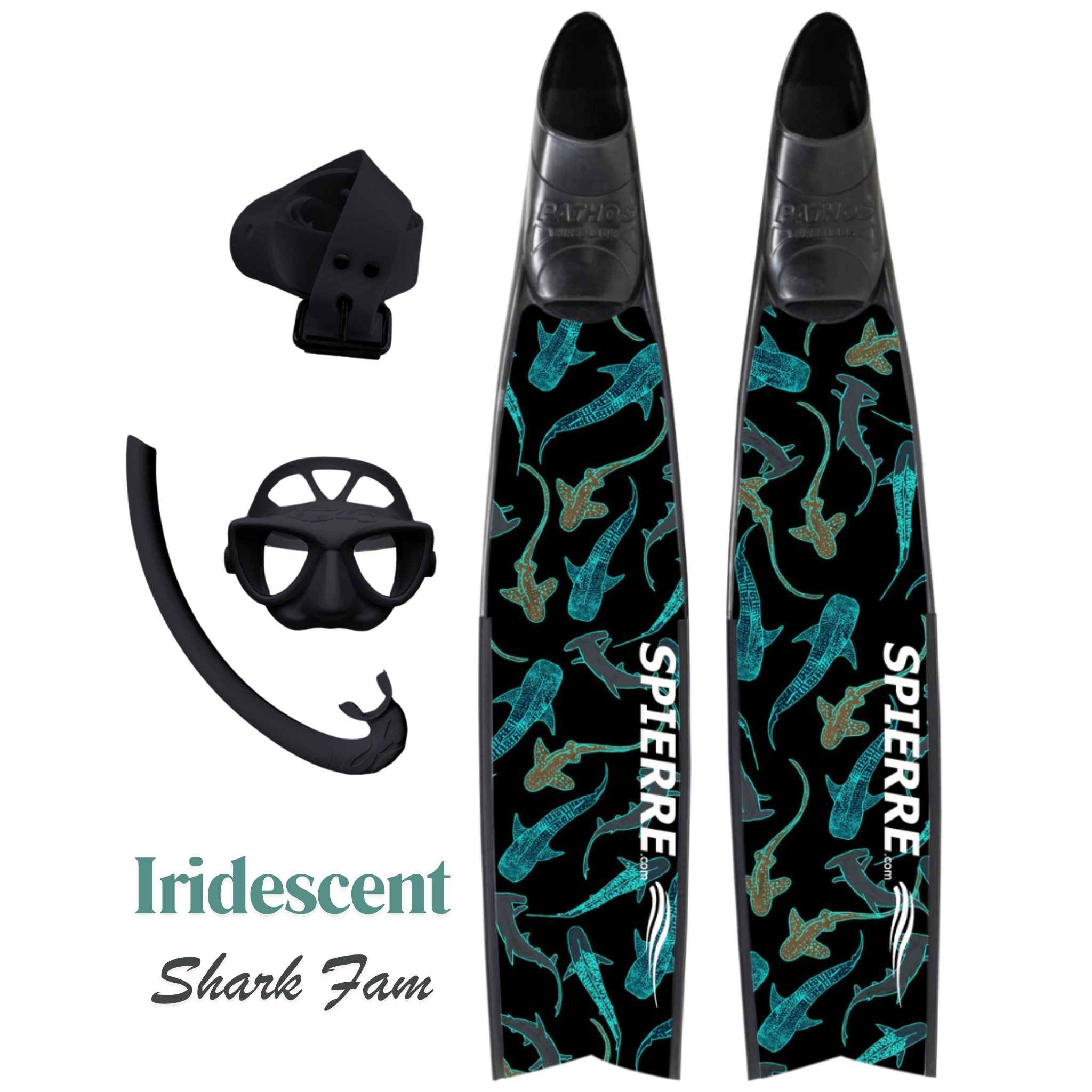 Carbon Art Shark Fam Iridescent Design Fin Blades - Apnea Range (Set/Pair)