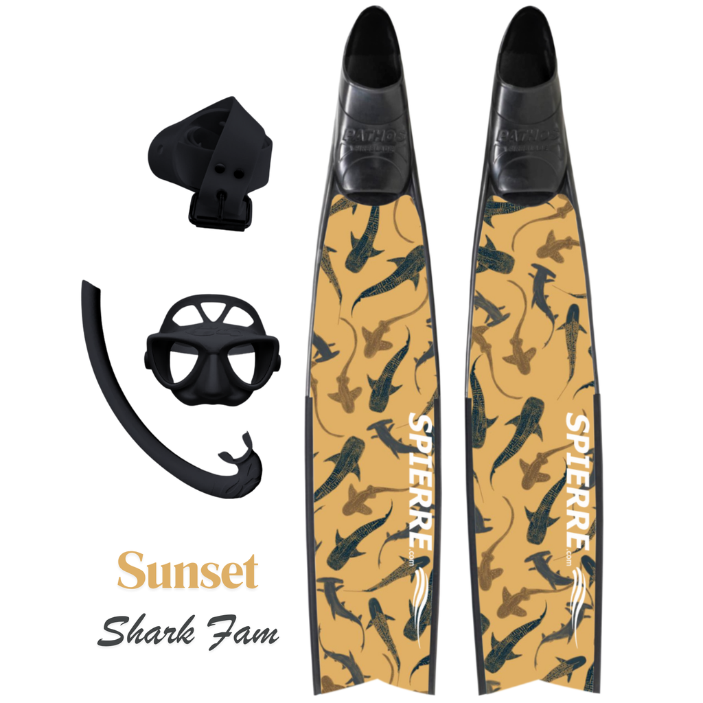 Carbon Art Shark Fam Sunset Design Fin Blades - Apnea Range (Set/Pair)