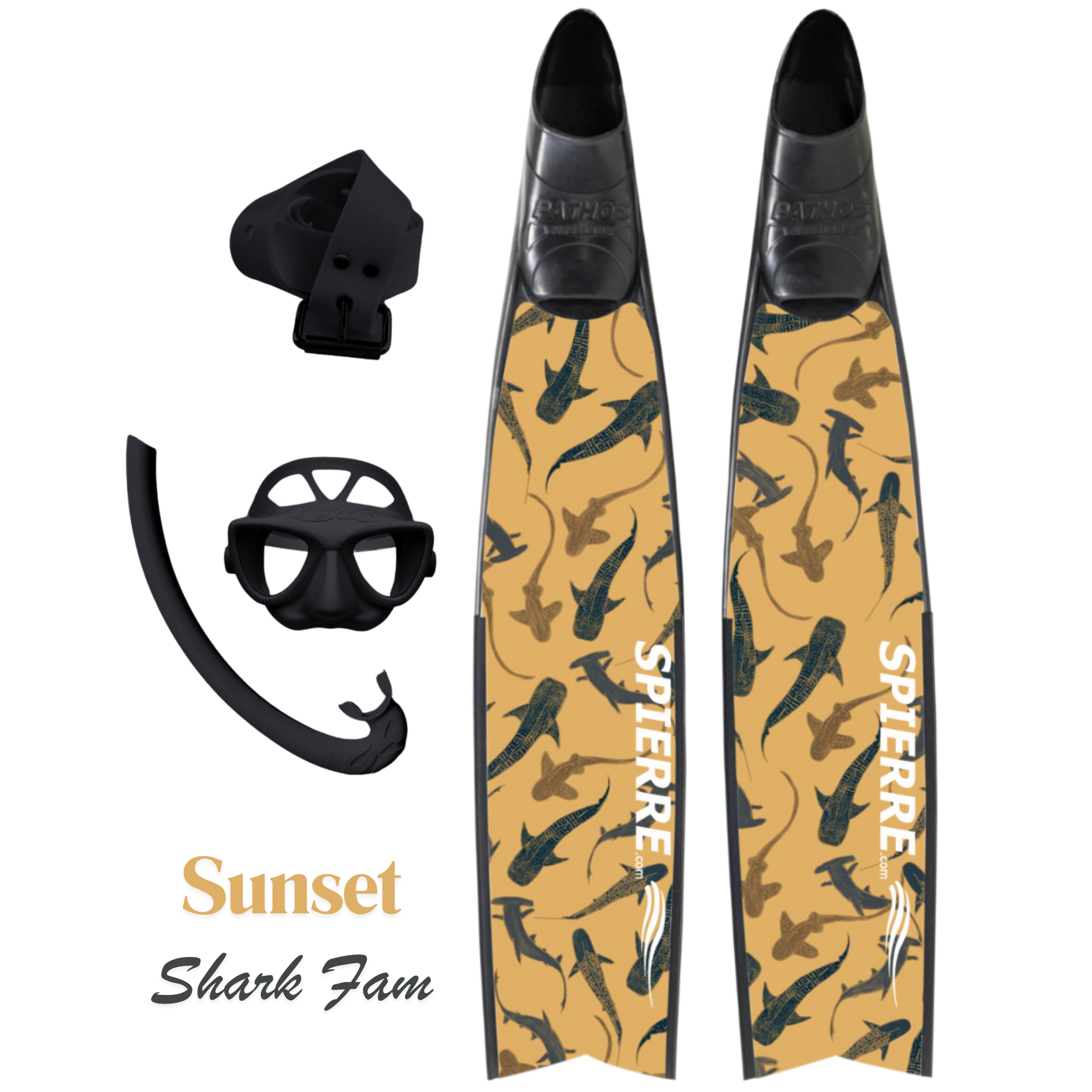 Carbon Art Shark Fam Sunset Design Fin Blades - Apnea Range (Set/Pair)