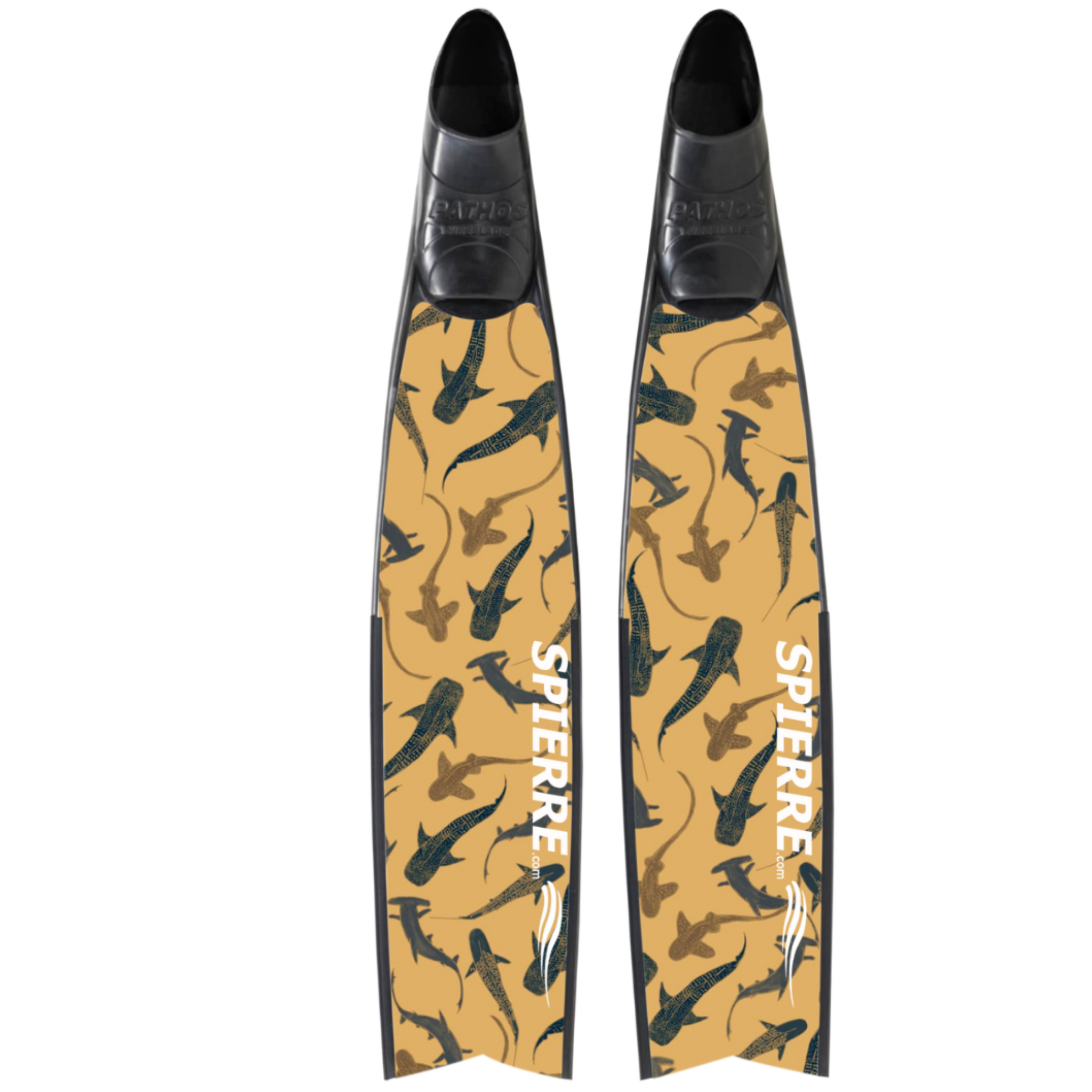 Carbon Art Shark Fam Sunset Design Fin Blades - Apnea Range (Set/Pair)