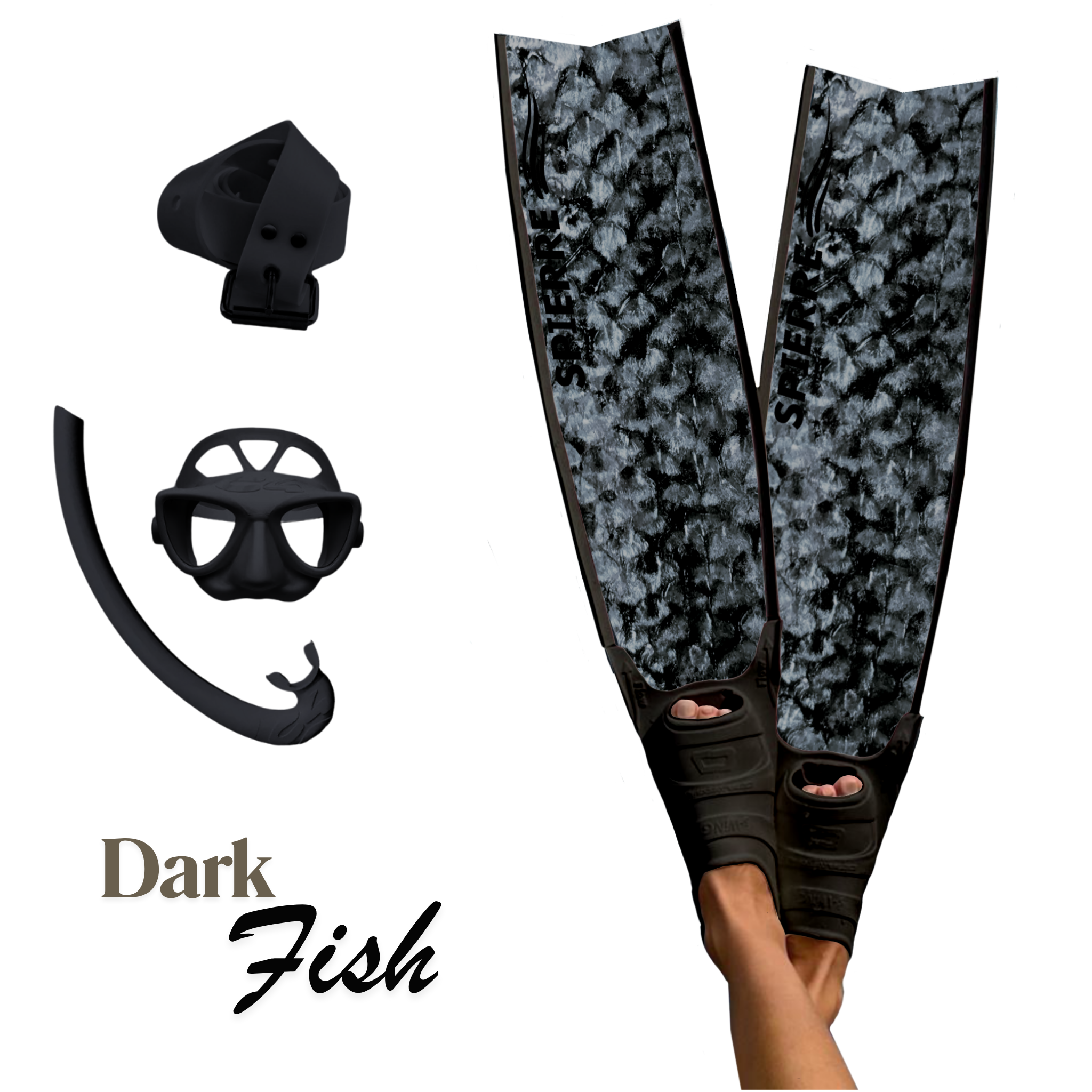 Carbon Art Dark Fish Scale Fin Blades  - Apnea Range (Set/Pair)