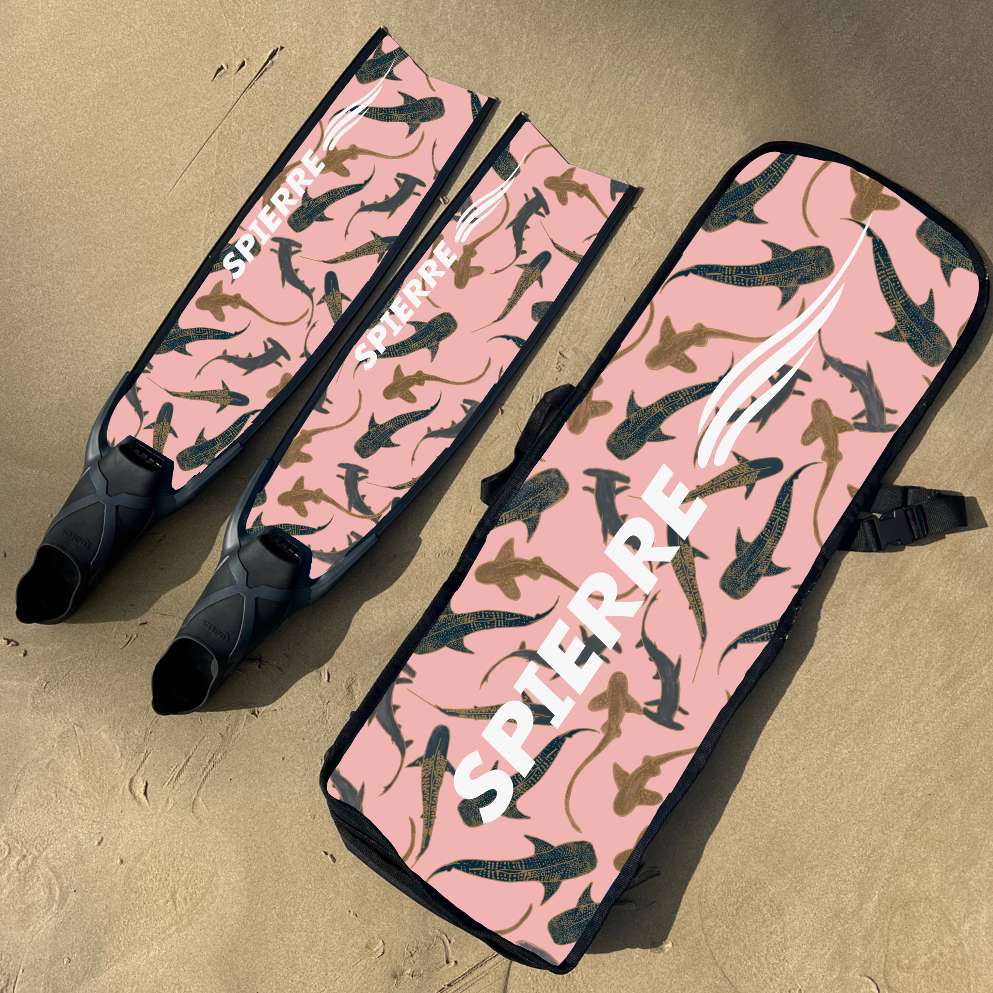 Carbon Art Shark Fam Coral Design Fin Blades - Apnea Range (Set/Pair)