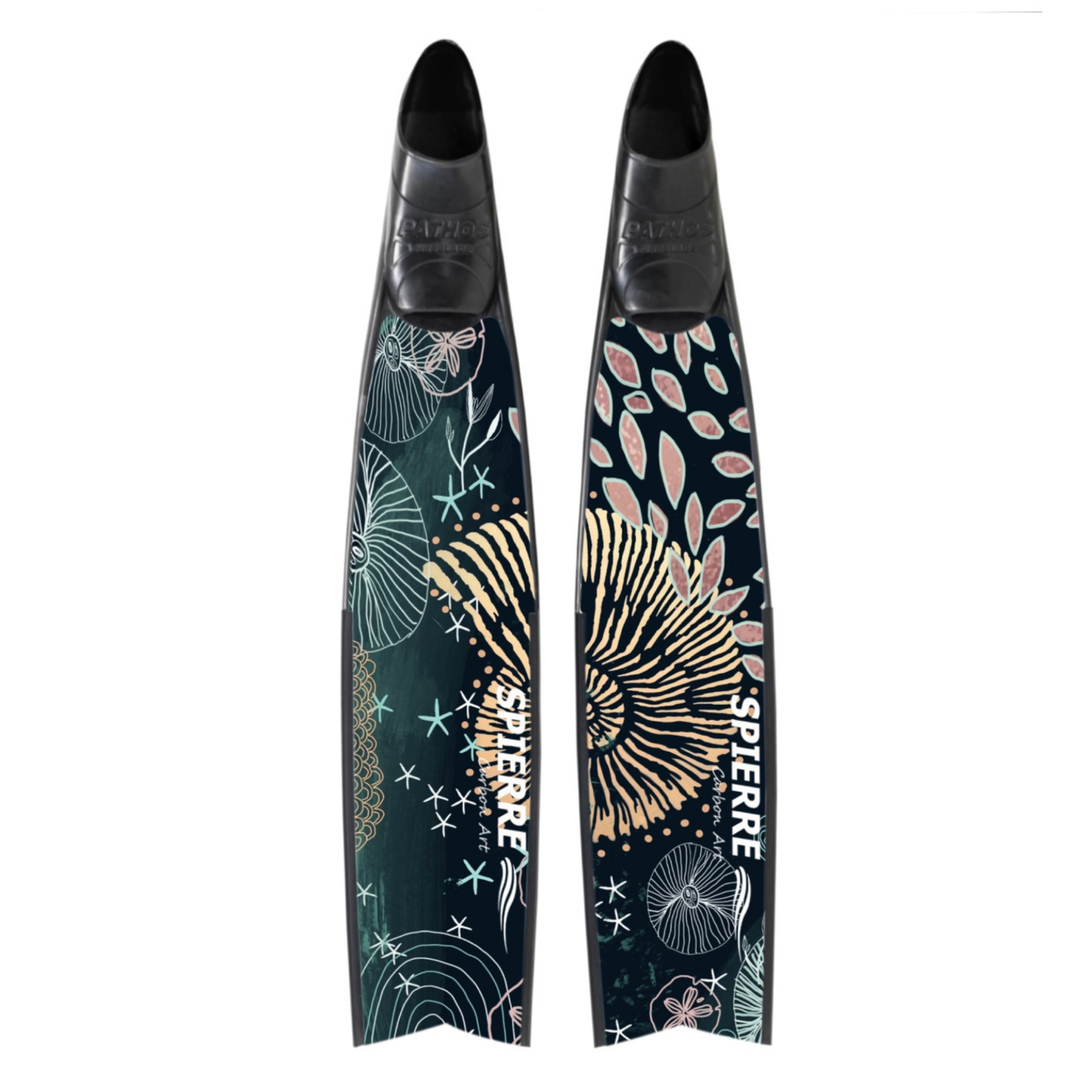 Spierre Fins Nautilus Dreams Design Carbon Freediving Fin Blades compatible with Pathos Leaderfins Mares X Wing C4 400 foot pockets