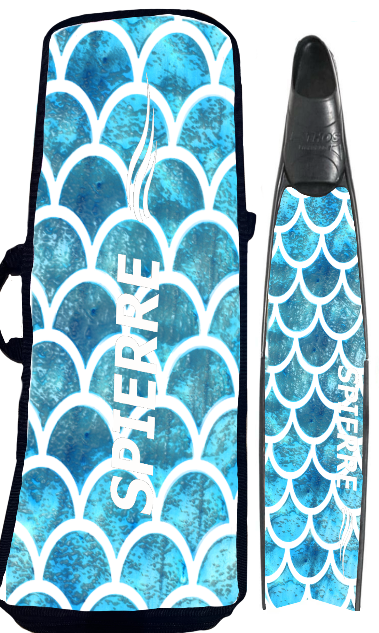 Spierre Carbon Art Blue Scale Design Complete with Pathos foot pockets, Spierre Blue Scale Design Ocean Suit 