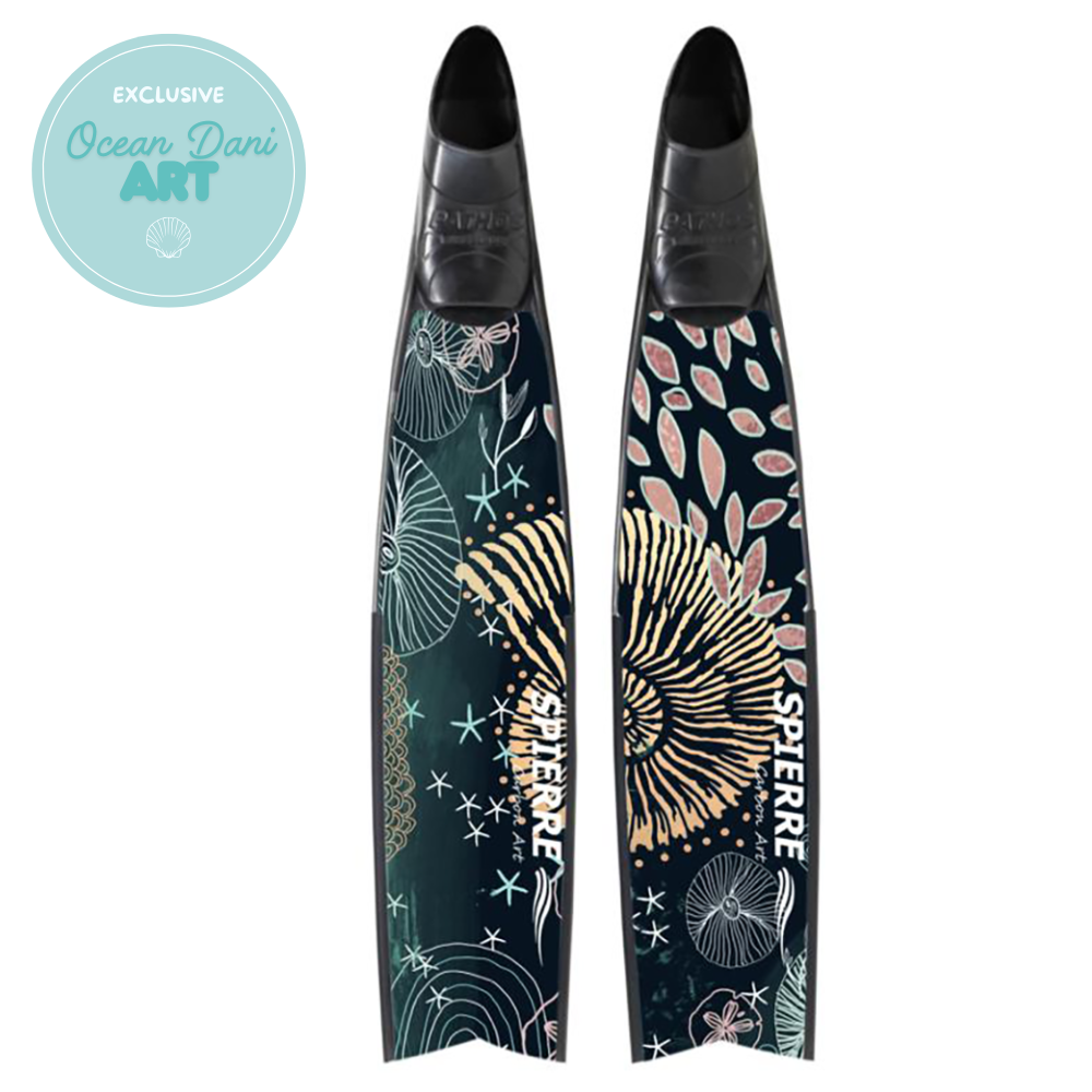 Spierre Fins Nautilus Dreams Design Carbon Freediving Fin Blades compatible with Pathos Leaderfins Mares X Wing C4 400 foot pockets

Spierre Fins Exclusive Design by Ocean Dani - Nautilus Dreams