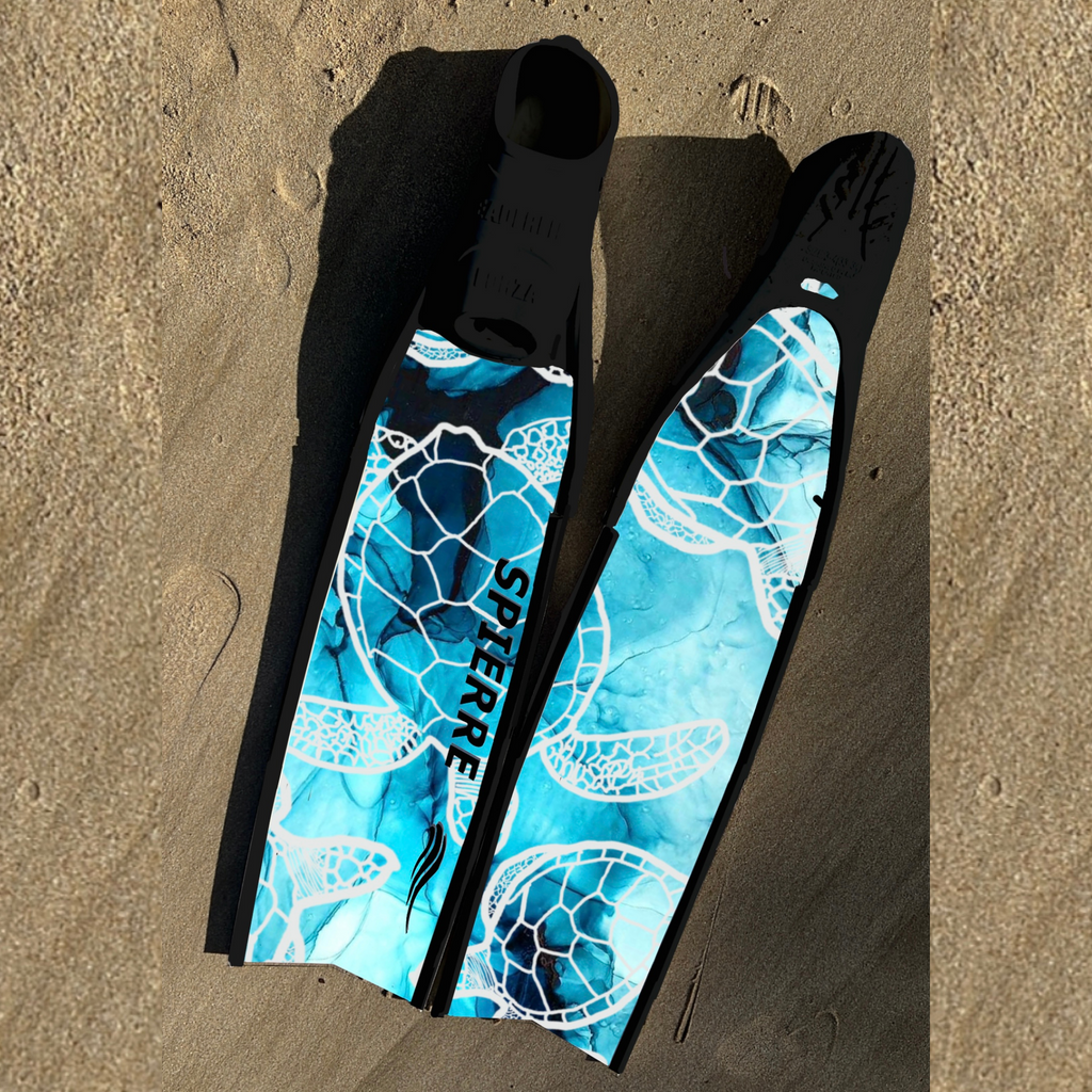 Spierre Fins Turtle Tides Design Carbon Freediving Fin Blades compatible with Pathos Leaderfins Mares X Wing C4 400 foot pockets