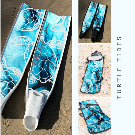 Spierre Fins Turtle Tides Design Carbon Freediving Fin Blades compatible with Pathos Leaderfins Mares X Wing C4 400 foot pockets
