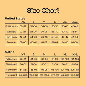 Spierre Ocean Suits Size Chart