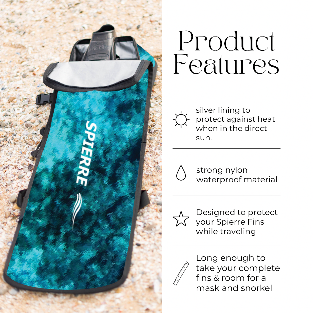 Spierre Padded Travel Fin Bag (Shorter Length) - Blue Ocean Reef Design