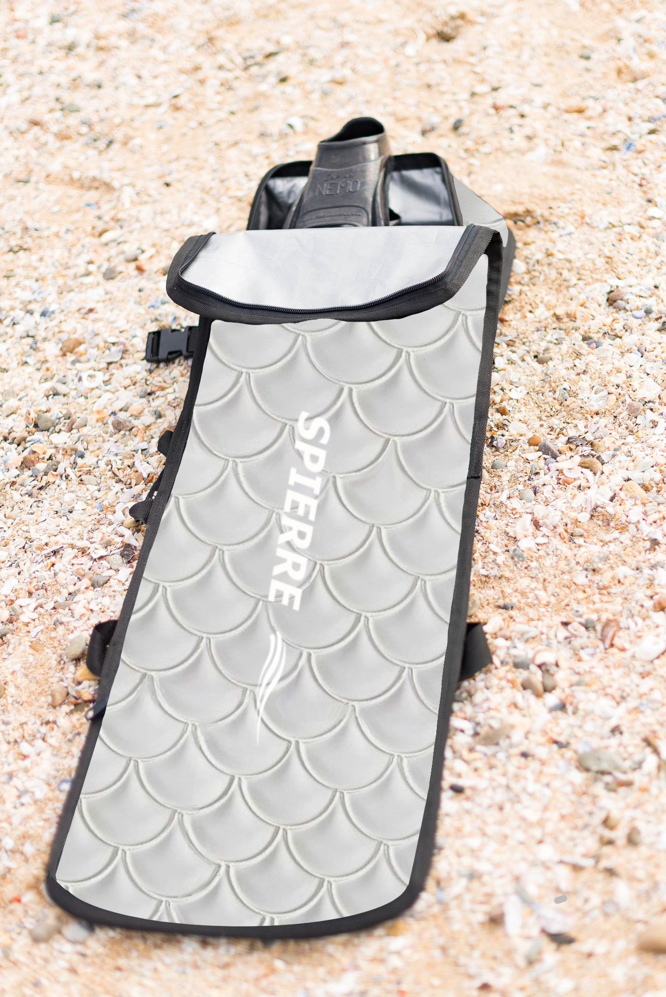 Spierre Padded Travel Fin Bag (Shorter Length) - Platinum Scale Design