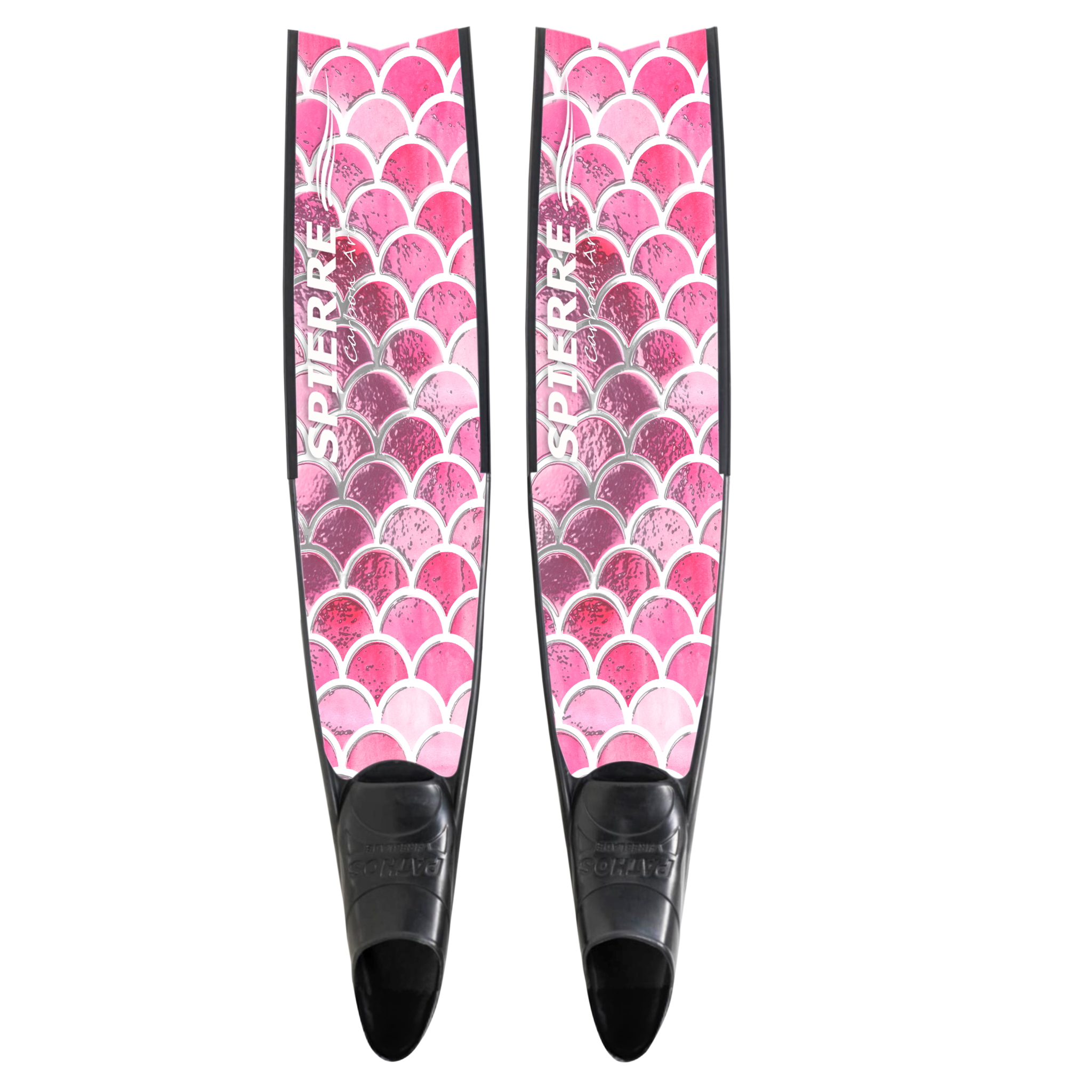 Spierre Fins Pink Scale Design Carbon Freediving Fin Blades compatible with Pathos Leaderfins Mares X Wing C4 400 foot pockets