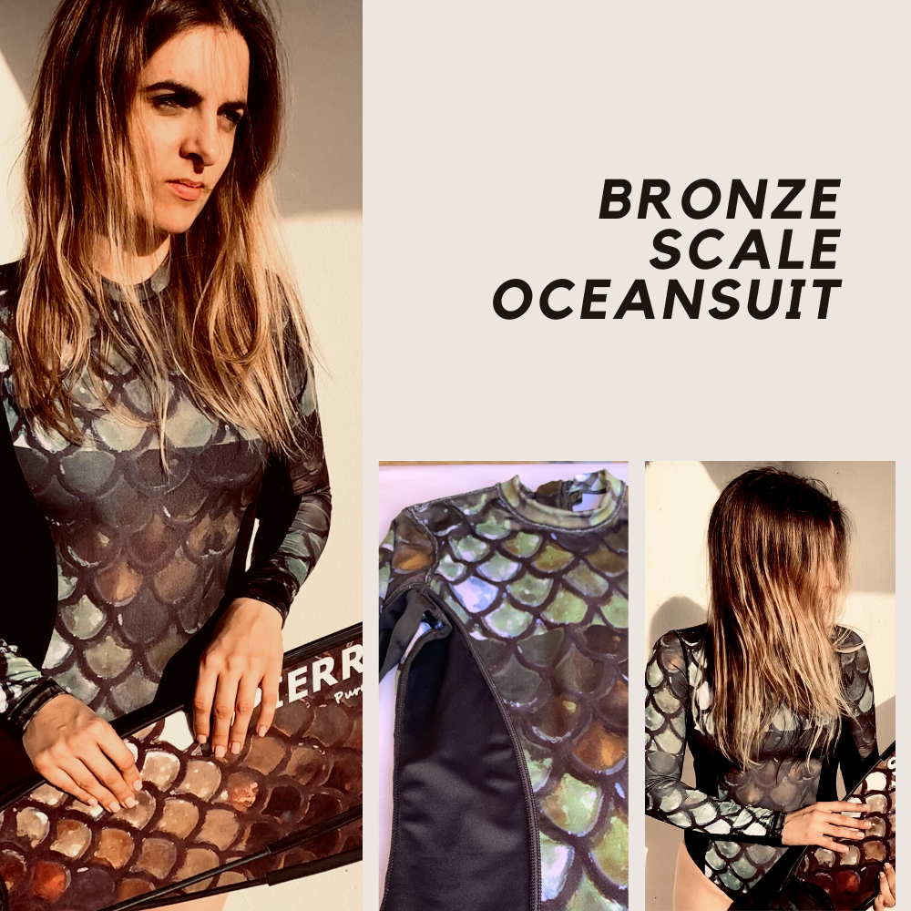 Spierre Bronze Scale Ocean Swim Suit for Ladies Freediving and Snorkelling
